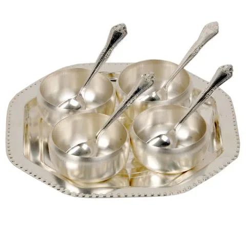 Silver Polish 4 Brass Bowl 4 Spoon n Tray