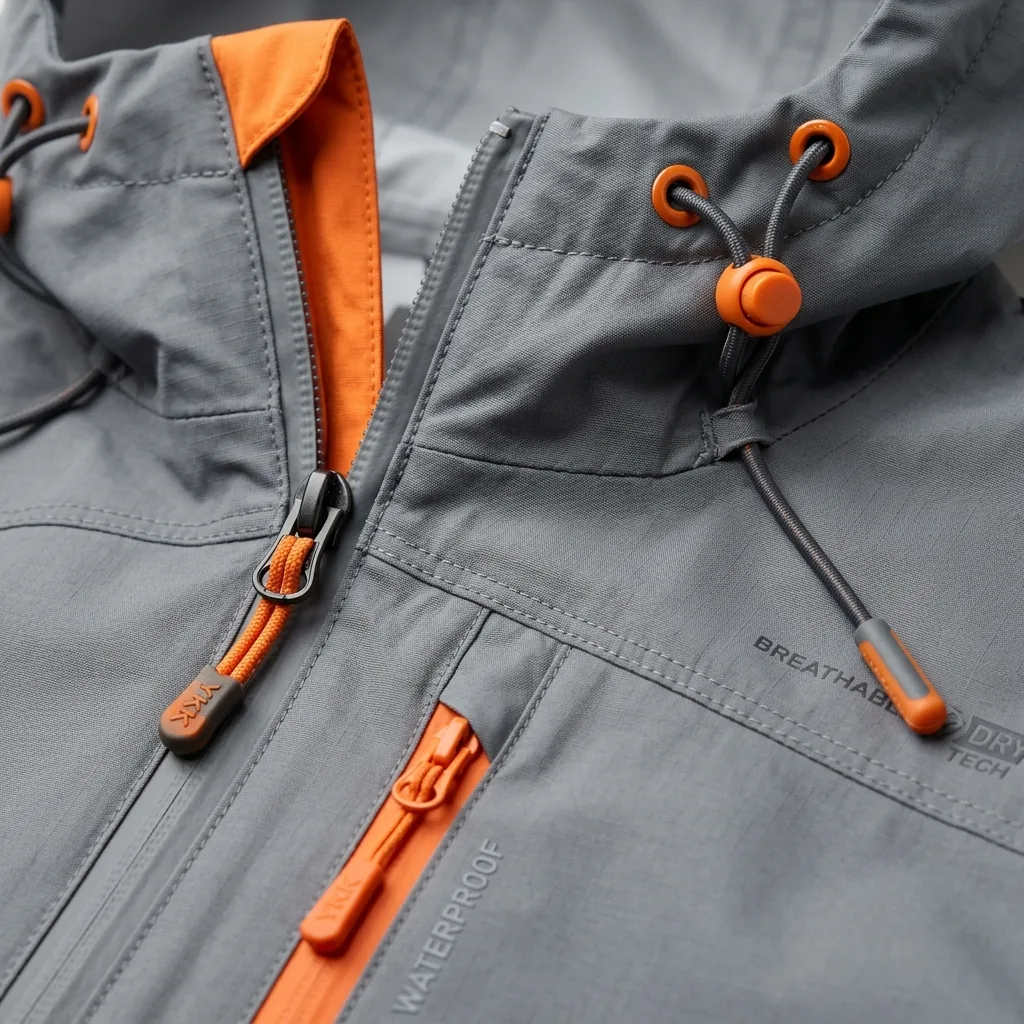 Solid Men's Raincoat - Close-up Waterproof Details
