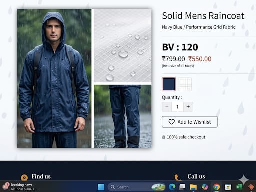 Solid Mens Raincoat - Original Product Photo